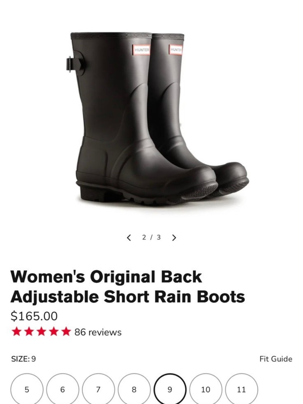 Hunter Women's Short Adjustable Rain Boots - Black
